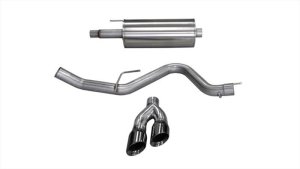Ford F-150 Performance Exhaust - CORSA Performance - Cat Back Single Side Exit with Twin 4.0in. Black PVD Pro-Series Tips - Black - `15-`20